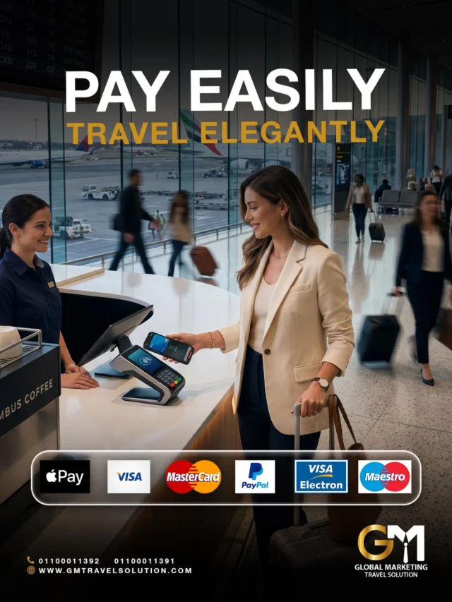 Wherever you are, your payment should be as smooth as your journey.

 GM Travel Solution offers multiple payment methods to make booking your VIP airport experience simple, secure, and stress-free. Whether you are booking in advance or arranging a last-minute service, we make every step easier for you.

 Have a question? DM us anytime.
Contact Us:
 📞 +201100011392 / +201100011391
 🌐 www.gmtravelsolution.com
#GMTravelSolution #VIPTravel #AirportServices #LuxuryAirportServices #EasyBooking BusinessTravel ClassATravel